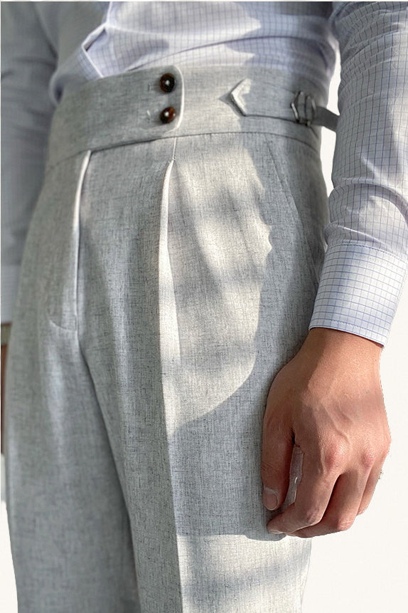 MONSEN Suitory High-Waist Gray Trousers in Performance Blend product image