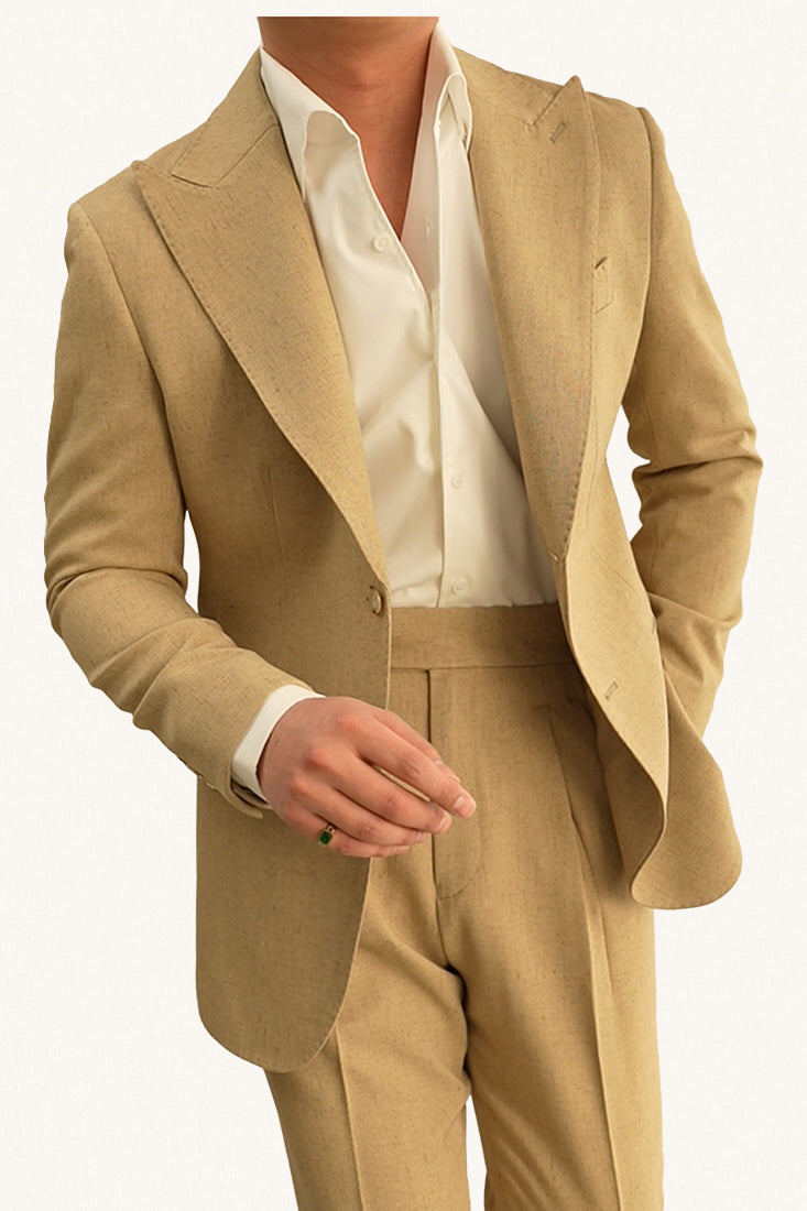 MONSEN Suitory Neapolitan Linen-Blend Slim Blazer/Suit product image