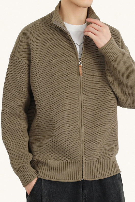 MONSEN Suitory Cotton-Rich Knit Cardigan front view