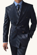 MONSEN Suitory Italian Double-Breasted Striped Suit in Performance Blend front view