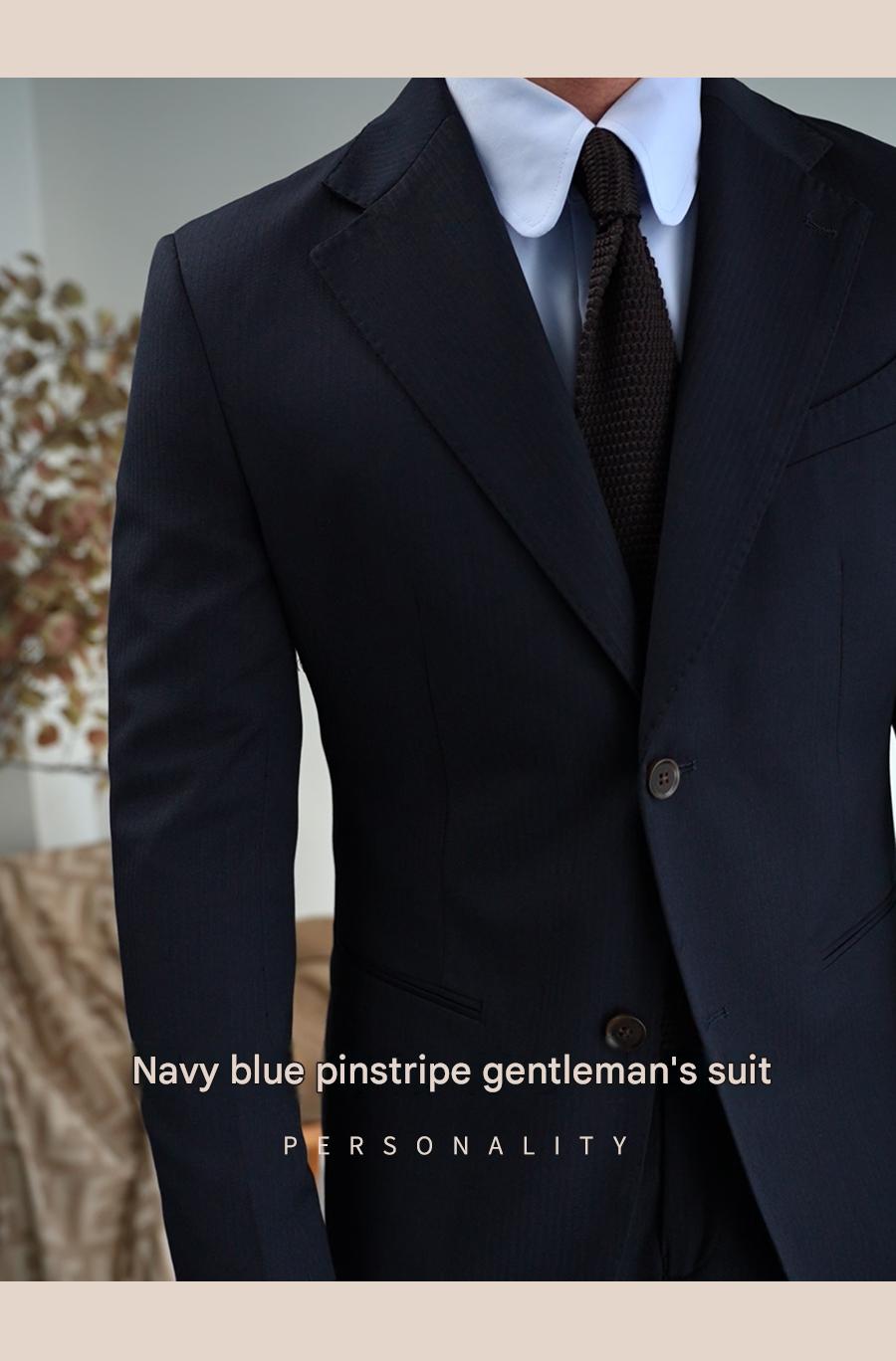 MONSEN Suitory Napoli Navy Dark-Stripe Suit in Wool product image