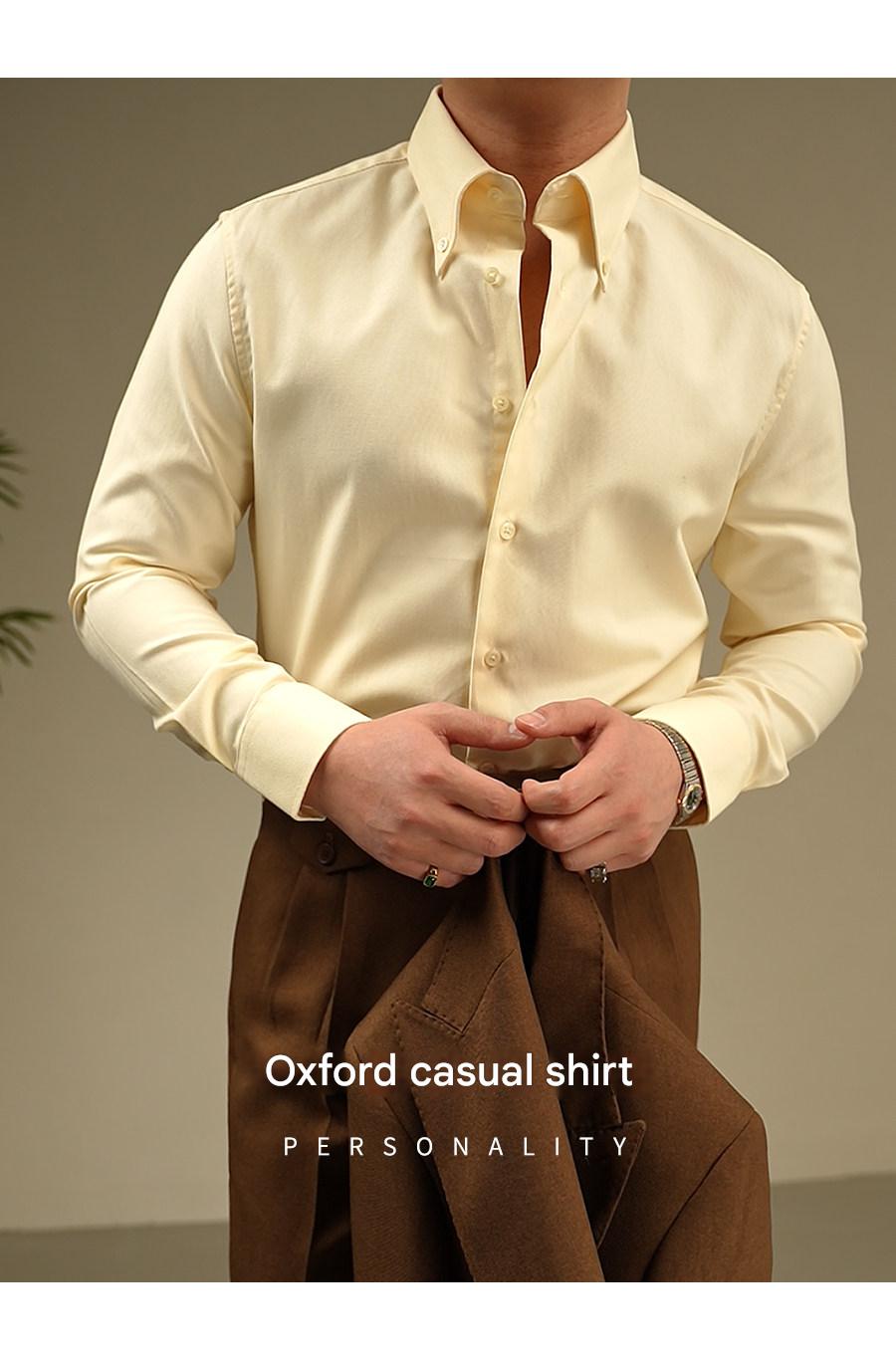 MONSEN Suitory Retro Oxford Non-Iron Wide Collar Shirt in Cotton product image