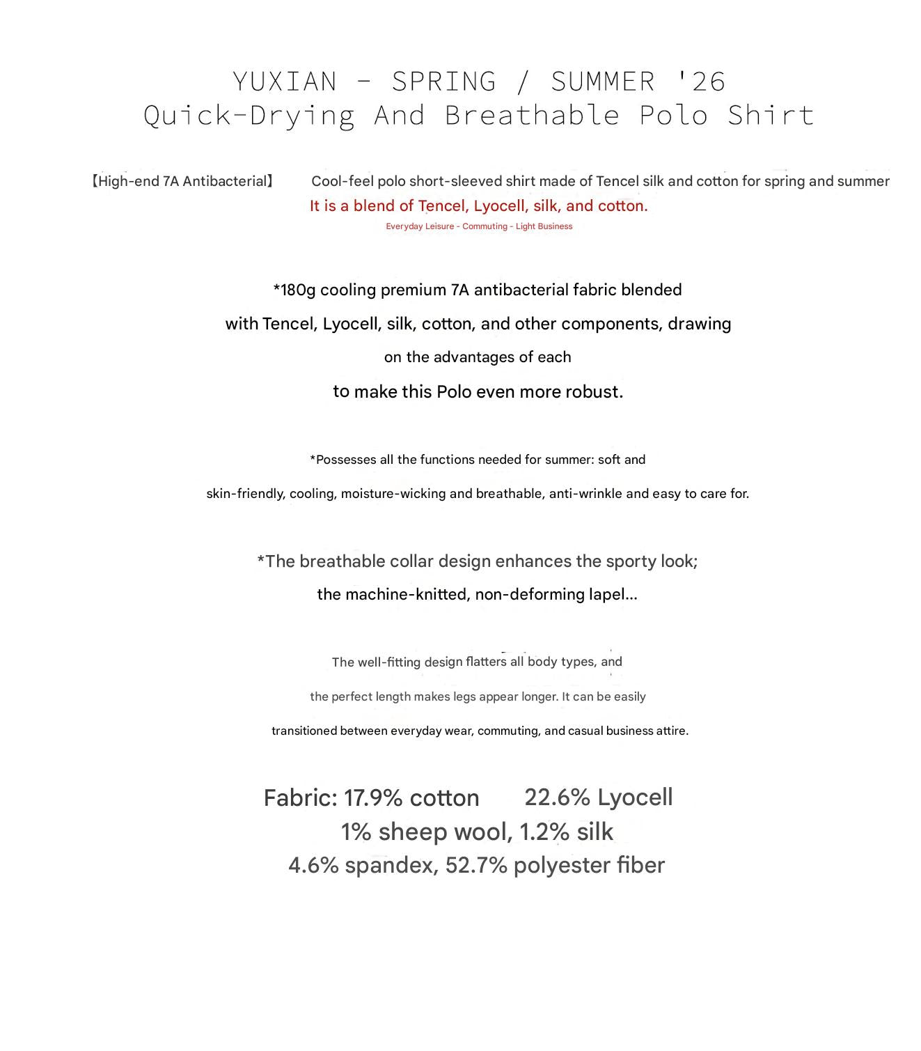 MONSEN Suitory Antibacterial Cooling Piqué Polo in Cotton product image