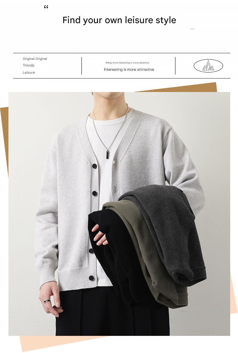 Cotton-Rich V-Neck Knit Cardigan