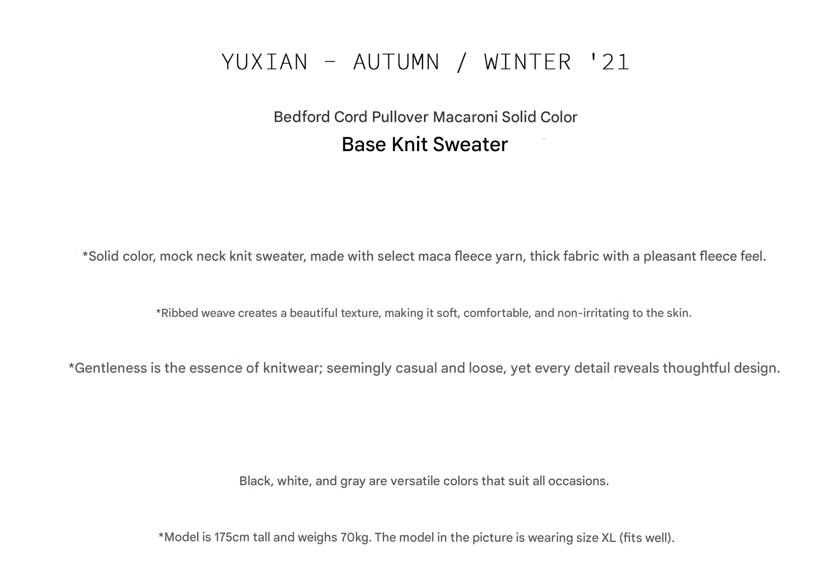 MONSEN Suitory Ribbed Mock Neck Knit Sweater in Fleece-Lined product image