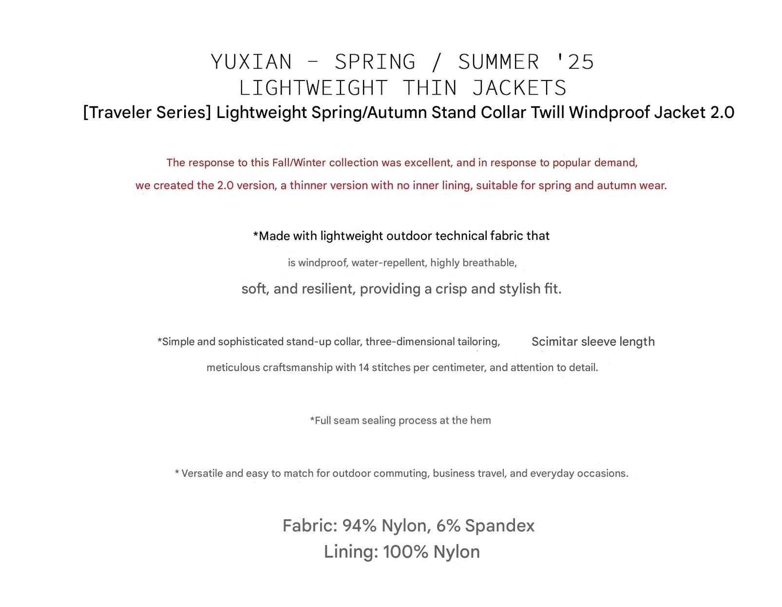 MONSEN Suitory Lightweight Windproof Twill Stand-Collar Jacket product image