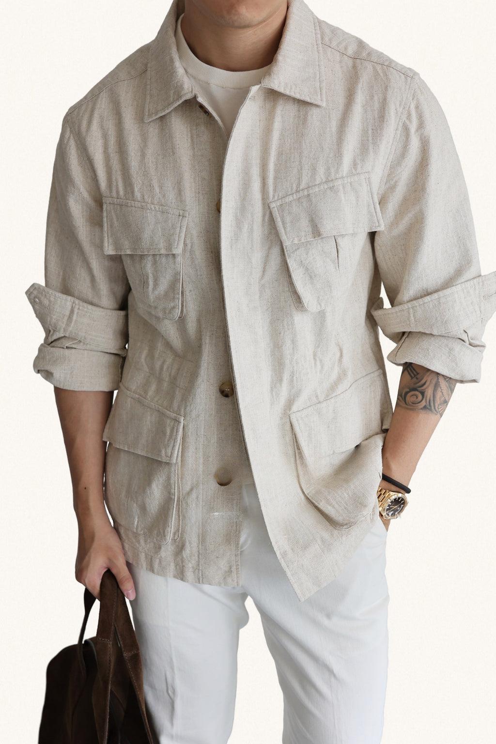 MONSEN Suitory Ramie-Cotton M42 Safari Jacket front view