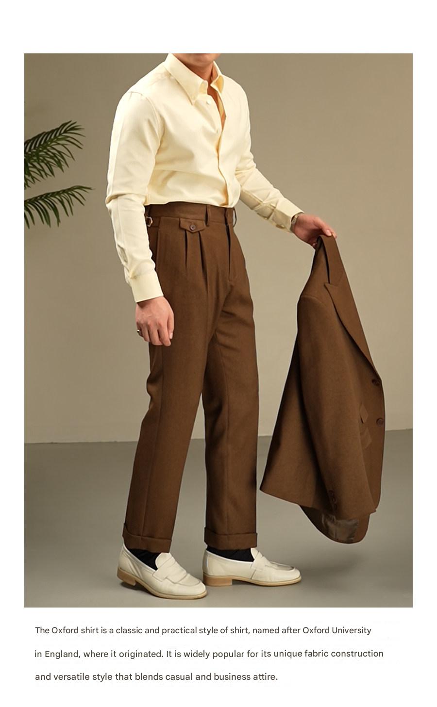 MONSEN Suitory Retro Oxford Non-Iron Wide Collar Shirt in Cotton product image