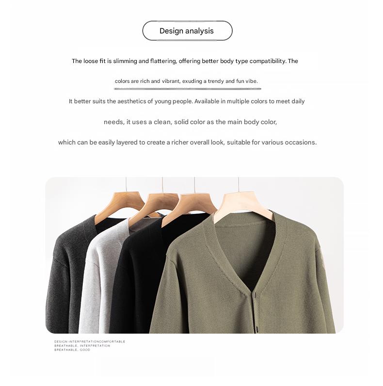 Cotton-Rich V-Neck Knit Cardigan
