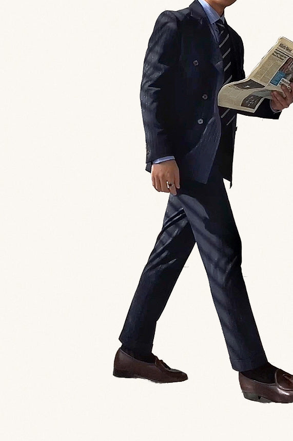 MONSEN Suitory Italian Double-Breasted Striped Suit in Performance Blend product image