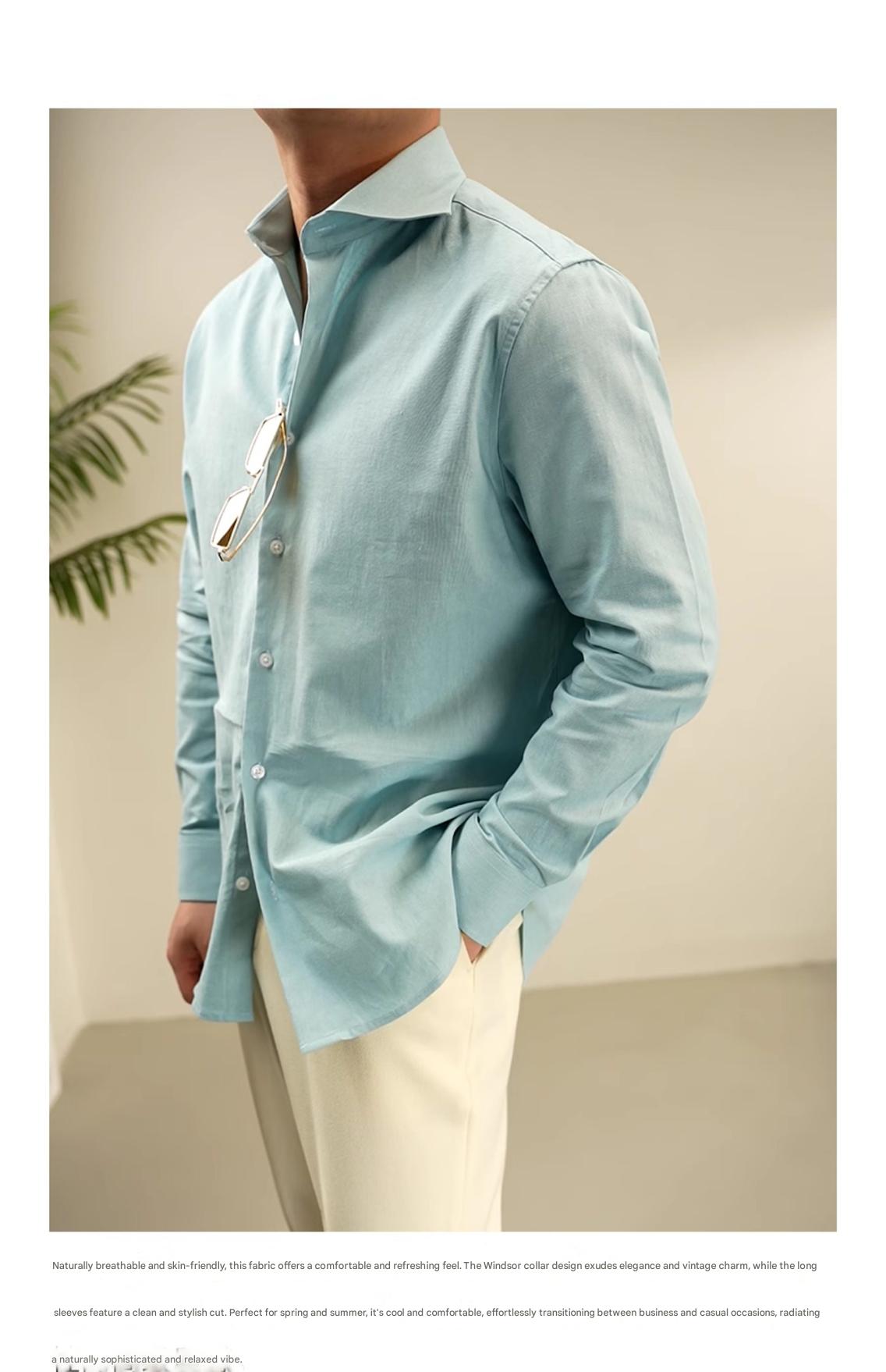 MONSEN Suitory Cotton-Linen Windsor Collar Shirt product image