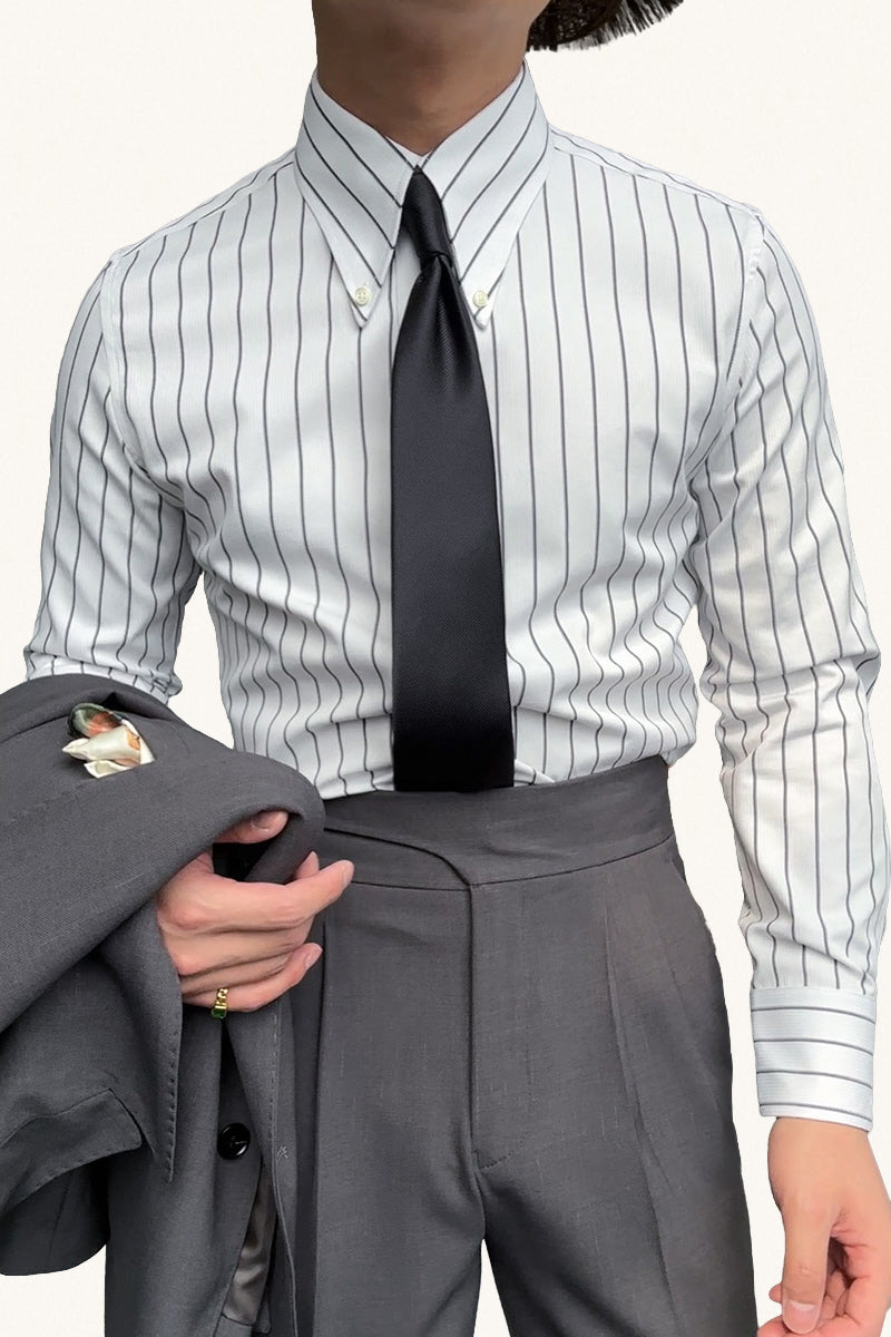 MONSEN Suitory Vintage Striped Dress Shirt in Cotton product image