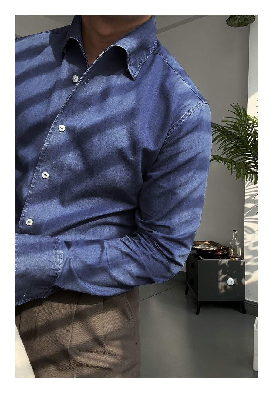 One-Piece Collar Denim Shirt
