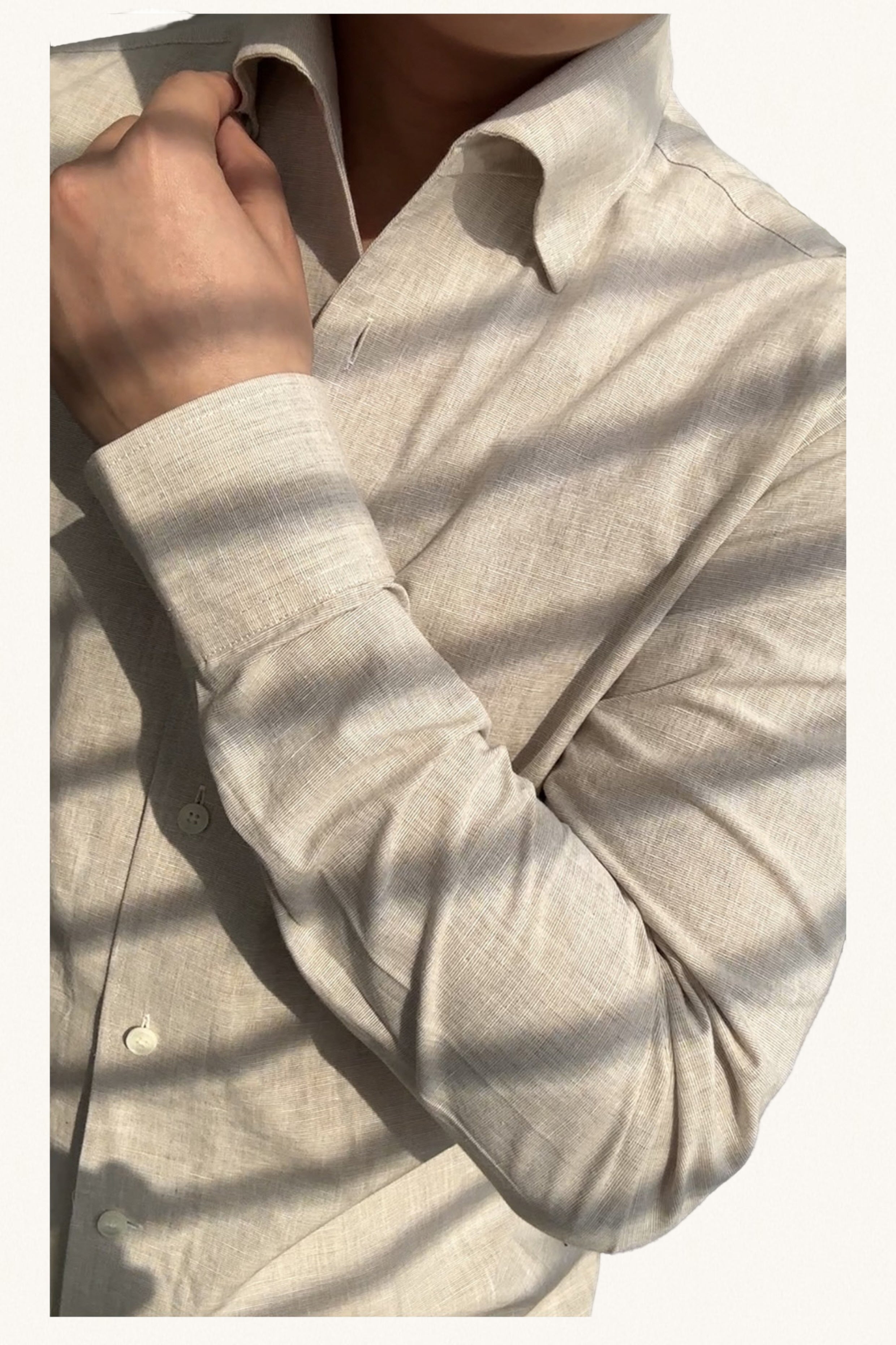 MONSEN Suitory Linen-Cotton One-Piece Collar Shirt product image