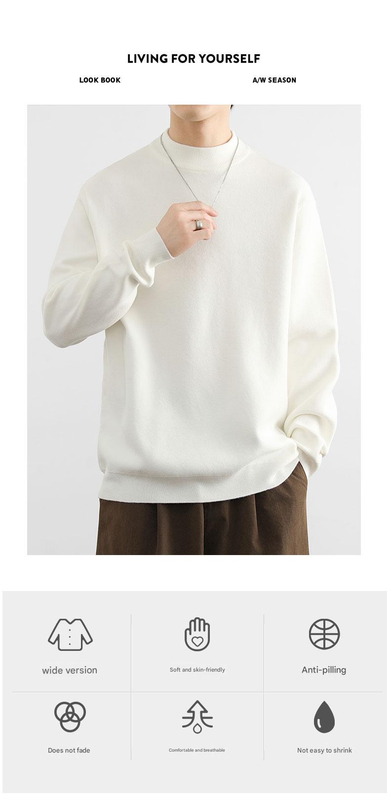 Fleece-Lined Mock-Neck Sweater