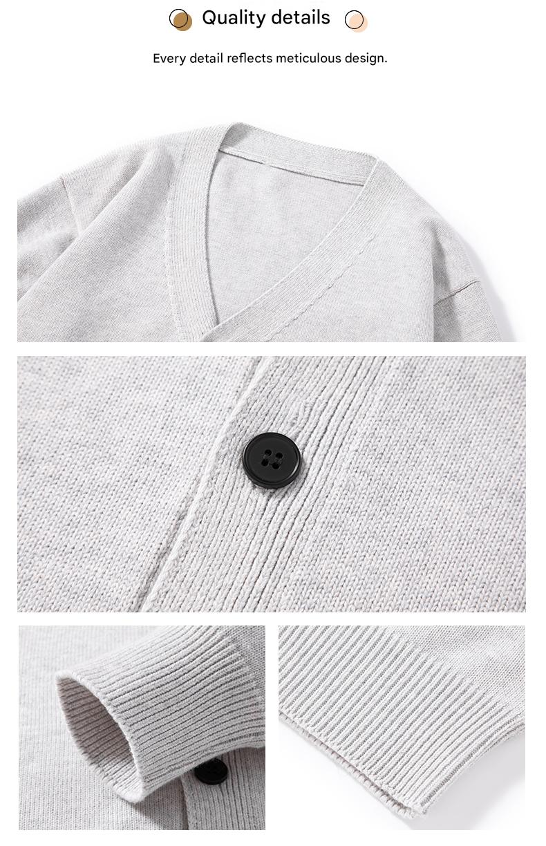 Cotton-Rich V-Neck Knit Cardigan