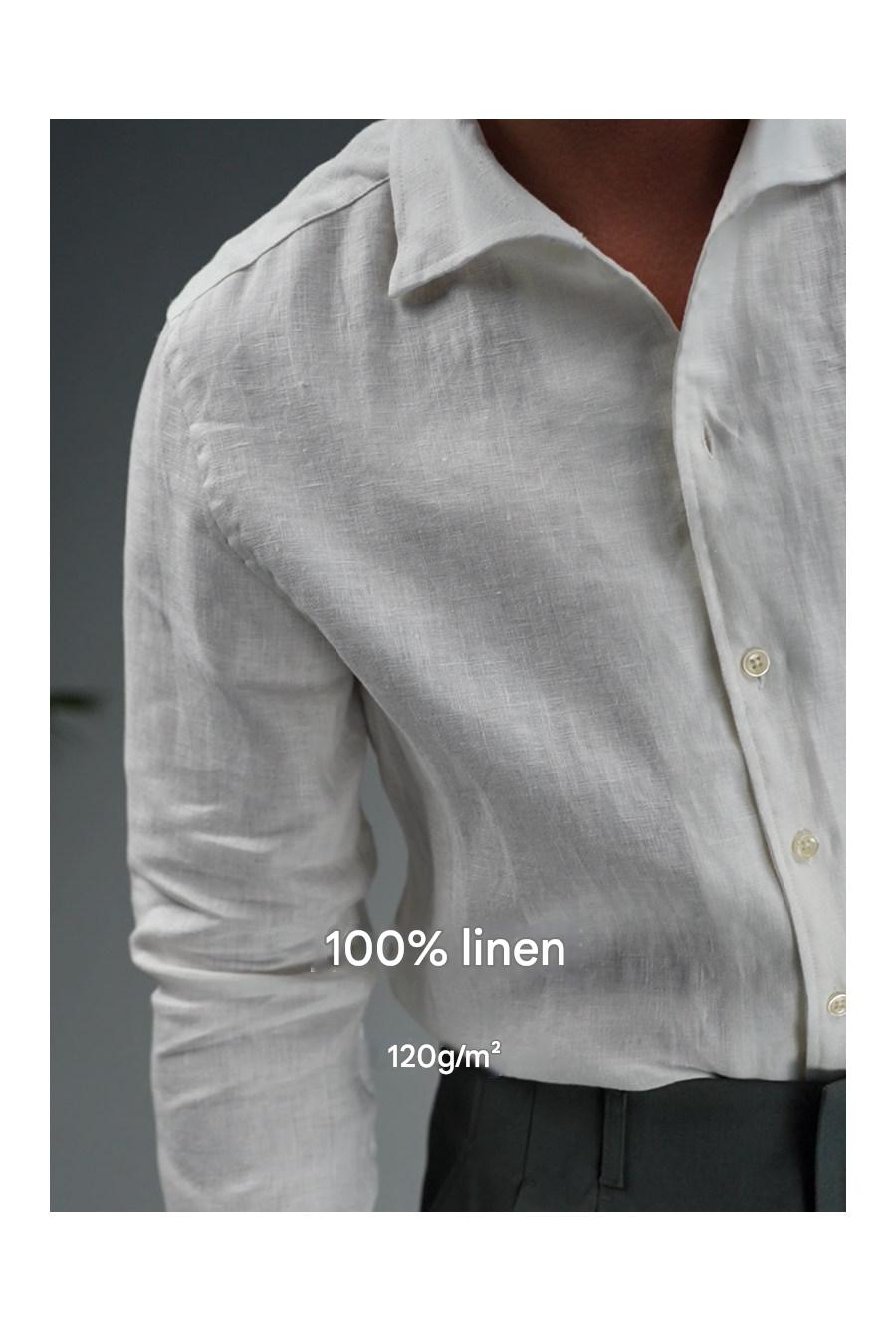 MONSEN Suitory 100% Linen Small V-Neck Shirt product image