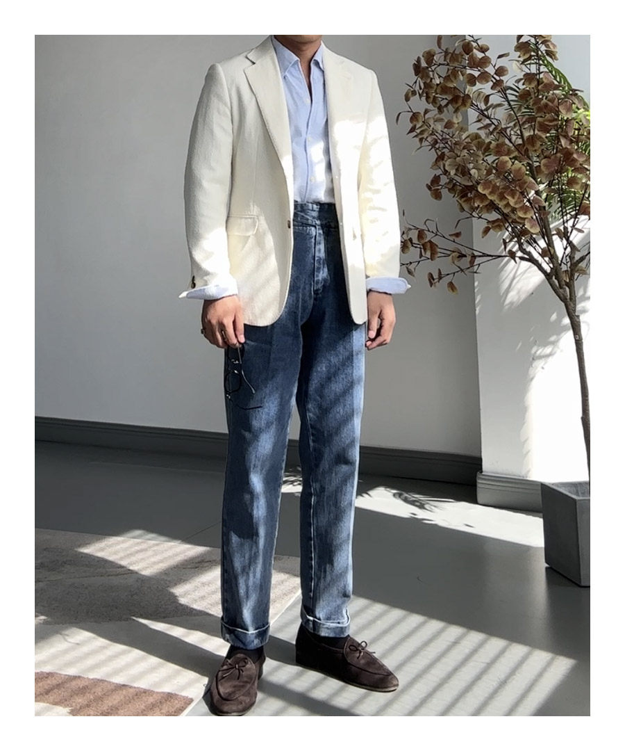 MONSEN Suitory Retro-Washed Naples Gurkha Jeans in Cotton product image
