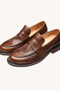 MONSEN Suitory British-Style Genuine Leather Loafers front view