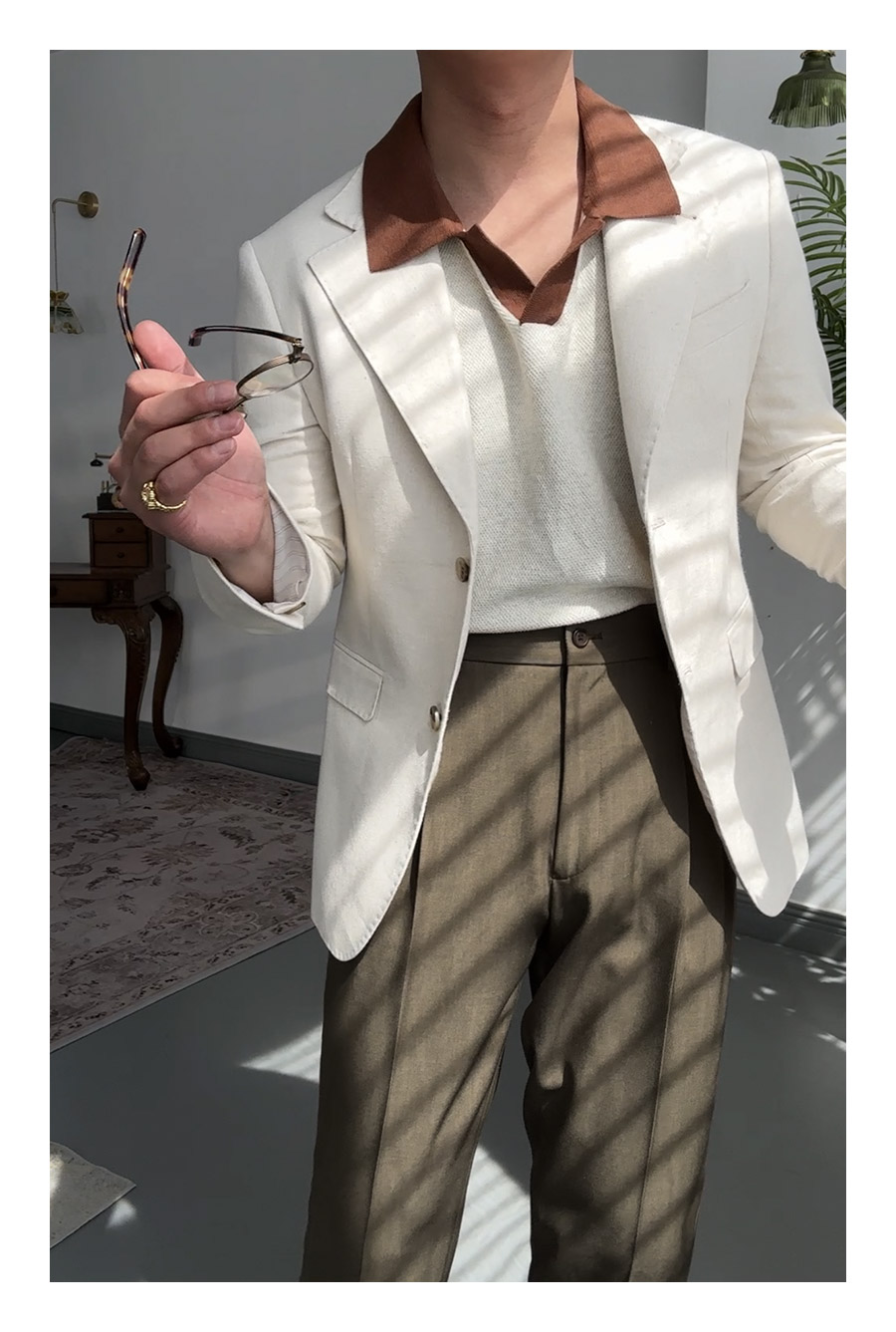 MONSEN Suitory Solid-Color Straight Pants in Performance Blend product image