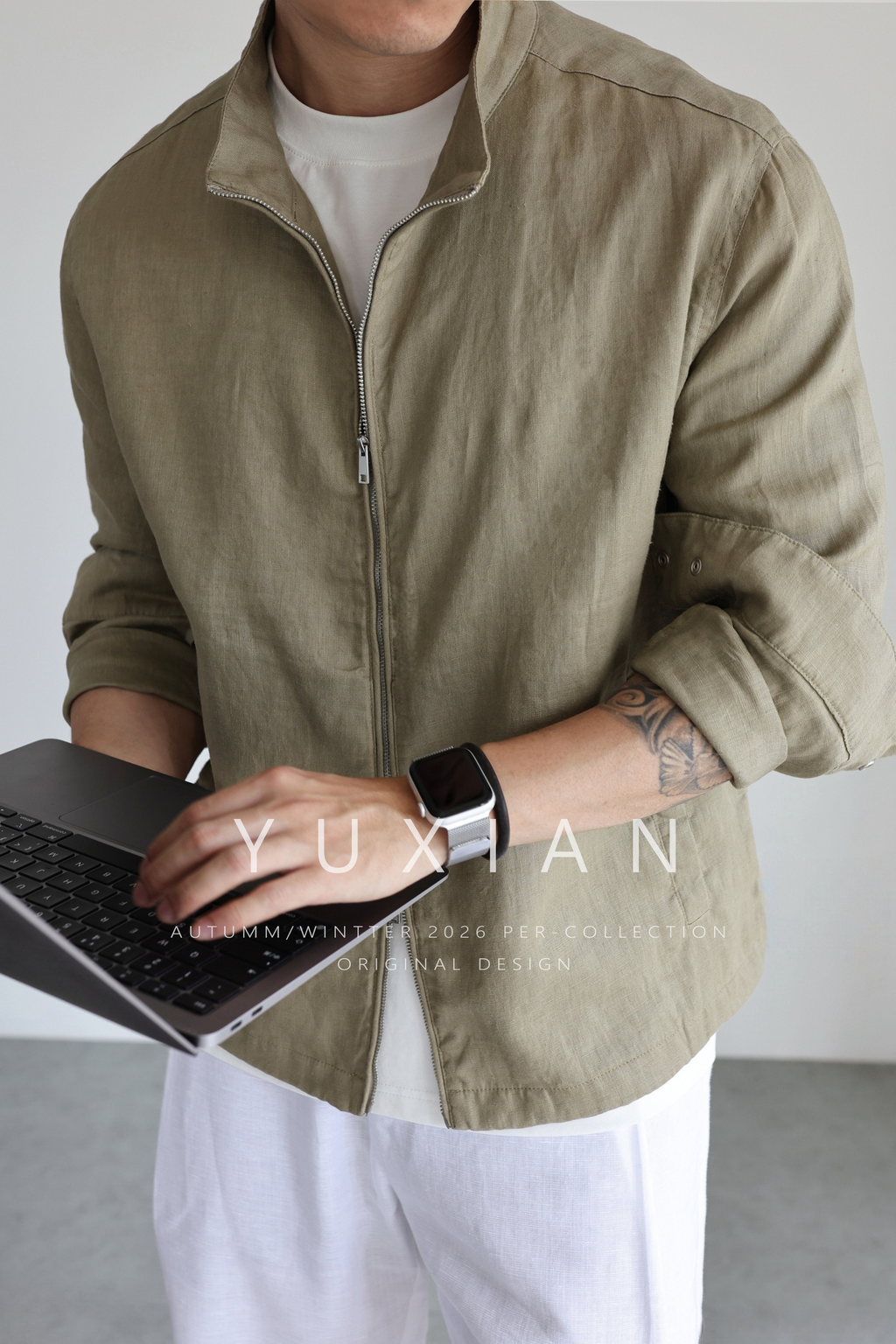 100% Linen Italian Stand-Collar Jacket