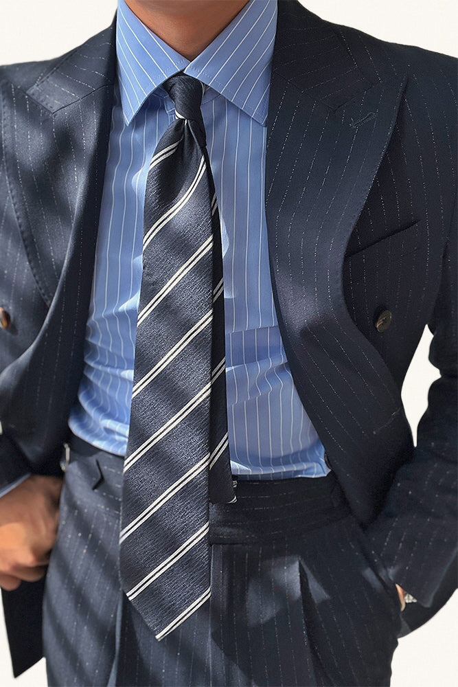MONSEN Suitory Italian Double-Breasted Striped Suit in Performance Blend product image