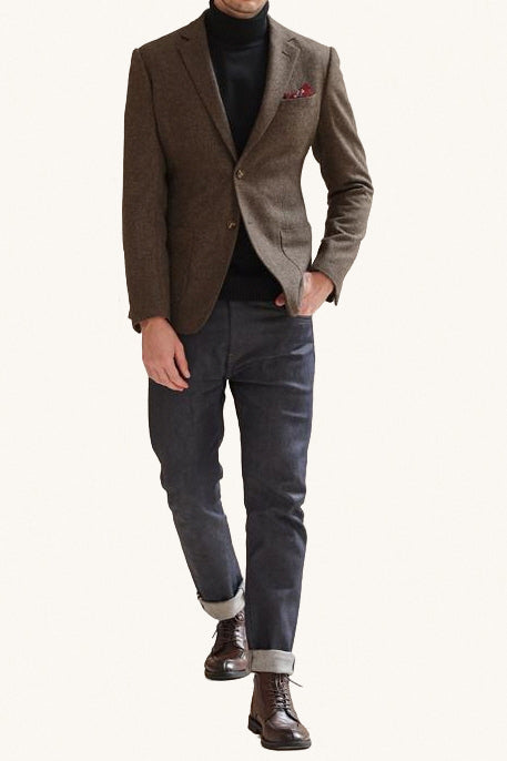 MONSEN Suitory Retro Tweed Blazer in Wool front view