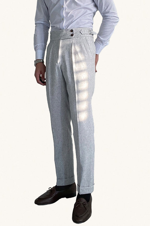 MONSEN Suitory High-Waist Gray Trousers in Performance Blend product image
