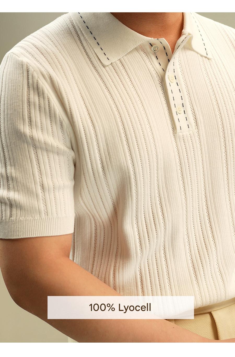 MONSEN Suitory Old-Money Textured Knit Polo in Denim product image