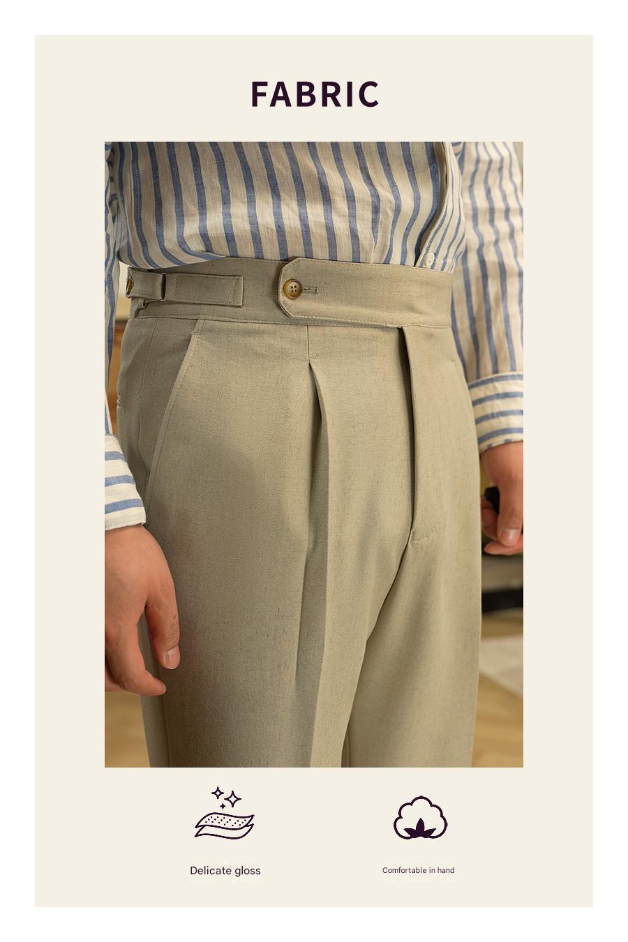 Wrinkle-Resistant High-Waist Trousers