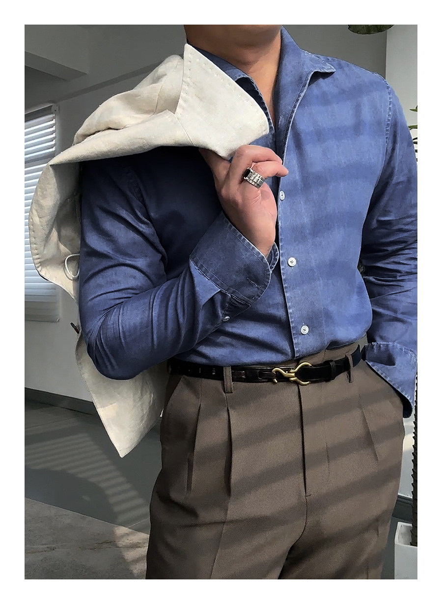 One-Piece Collar Denim Shirt
