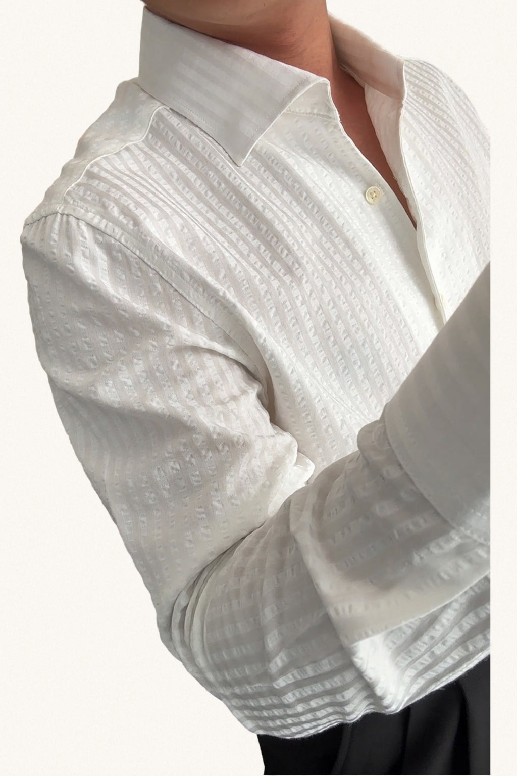 MONSEN Suitory Seersucker Stripe Shirt in Cotton product image