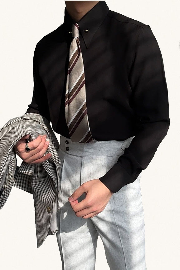 MONSEN Suitory Pure White Pinhole-Collar Dress Shirt in Performance Blend product image