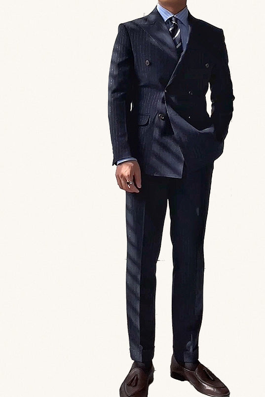 MONSEN Suitory Italian Double-Breasted Striped Suit in Performance Blend product image