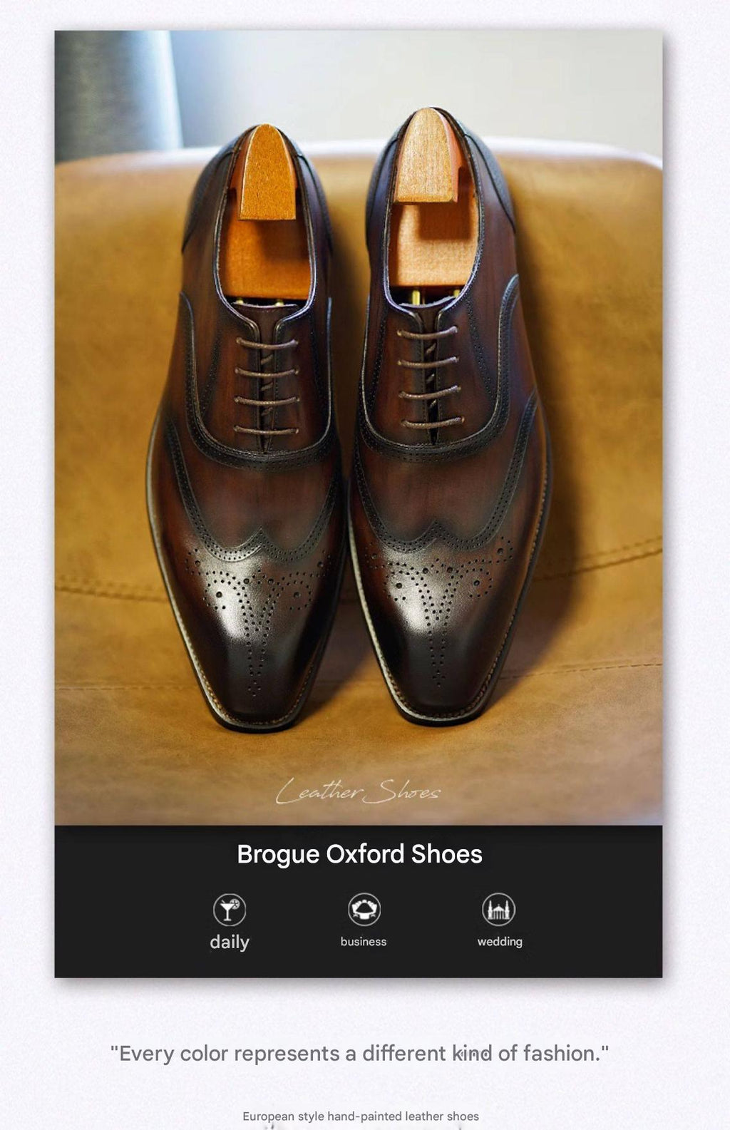 MONSEN Suitory Brogue Oxford Dress Shoes in Leather product image