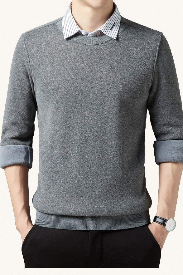 MONSEN Suitory Fake Two-Piece Sweater in Performance Blend front view