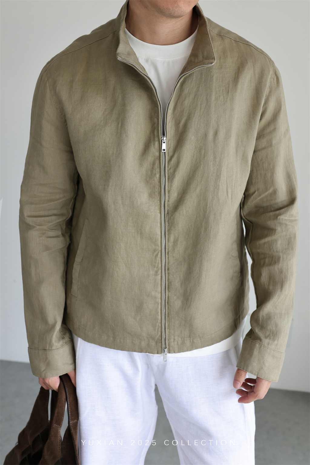 100% Linen Italian Stand-Collar Jacket