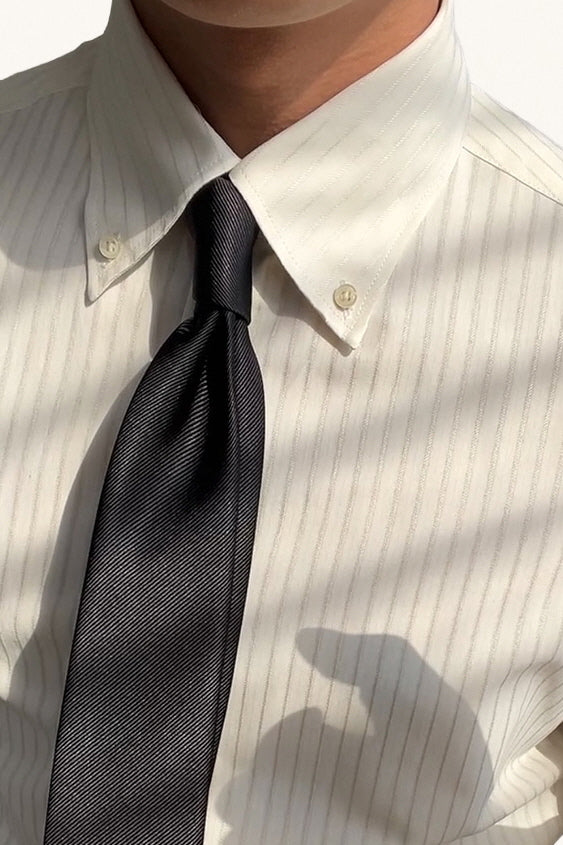 MONSEN Suitory Long-Point Collar Striped Shirt in Cotton product image