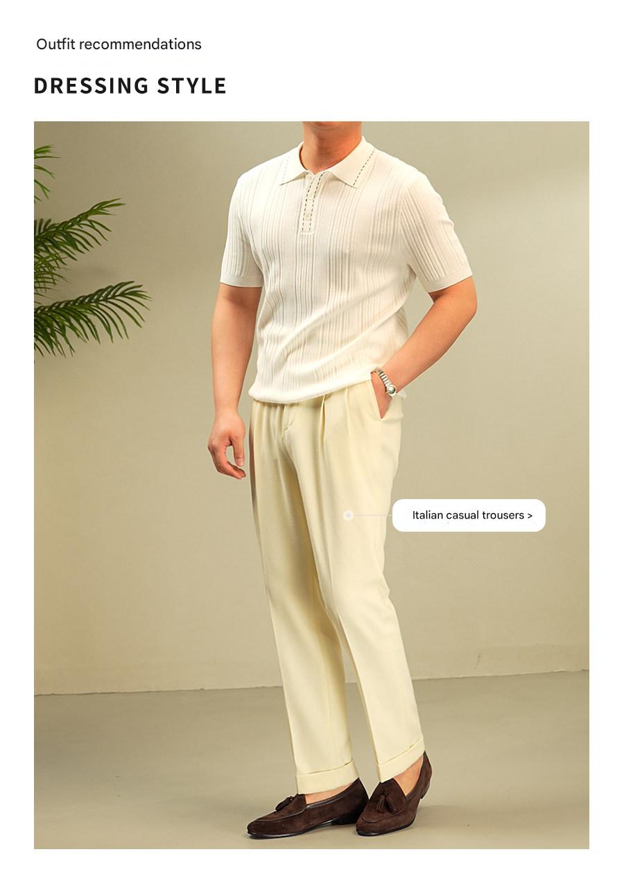 MONSEN Suitory Old-Money Textured Knit Polo in Denim product image