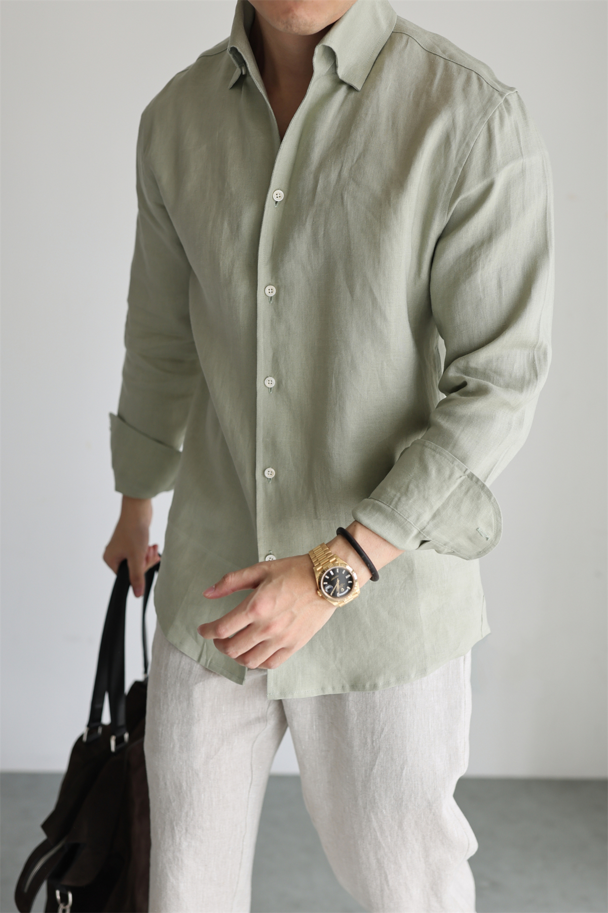 100% Linen One-Piece Collar Shirt