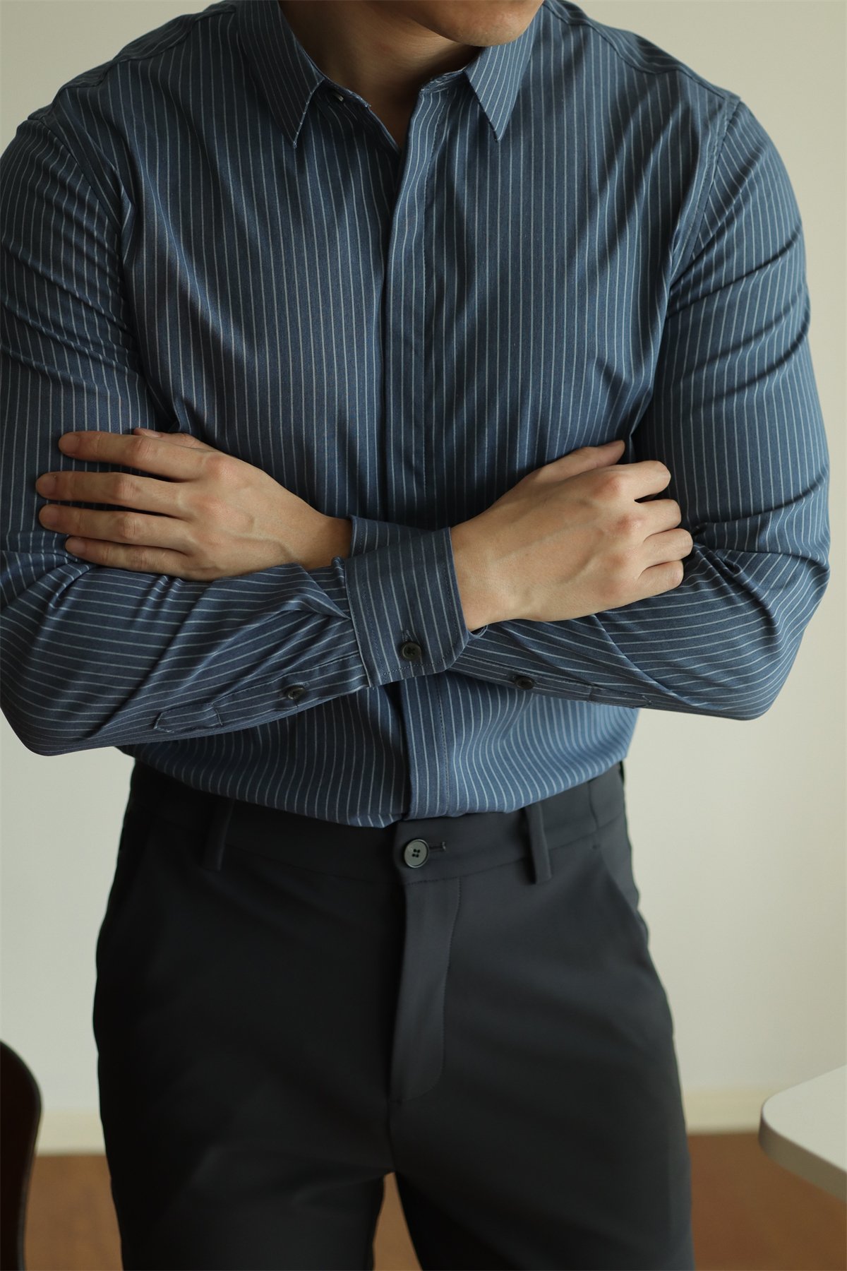 MONSEN Suitory Wrinkle-Free Striped Shirt in Performance Blend product image