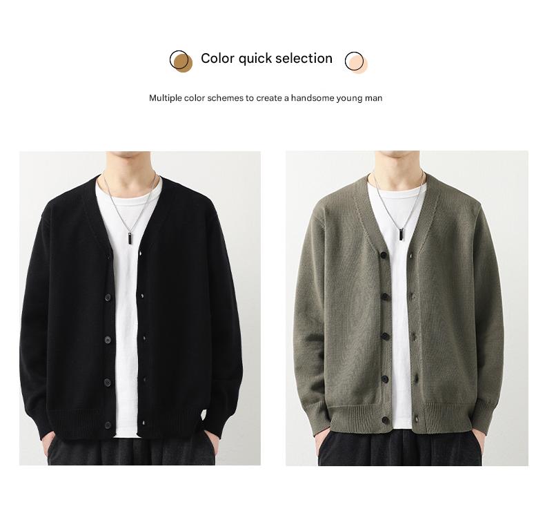 Cotton-Rich V-Neck Knit Cardigan