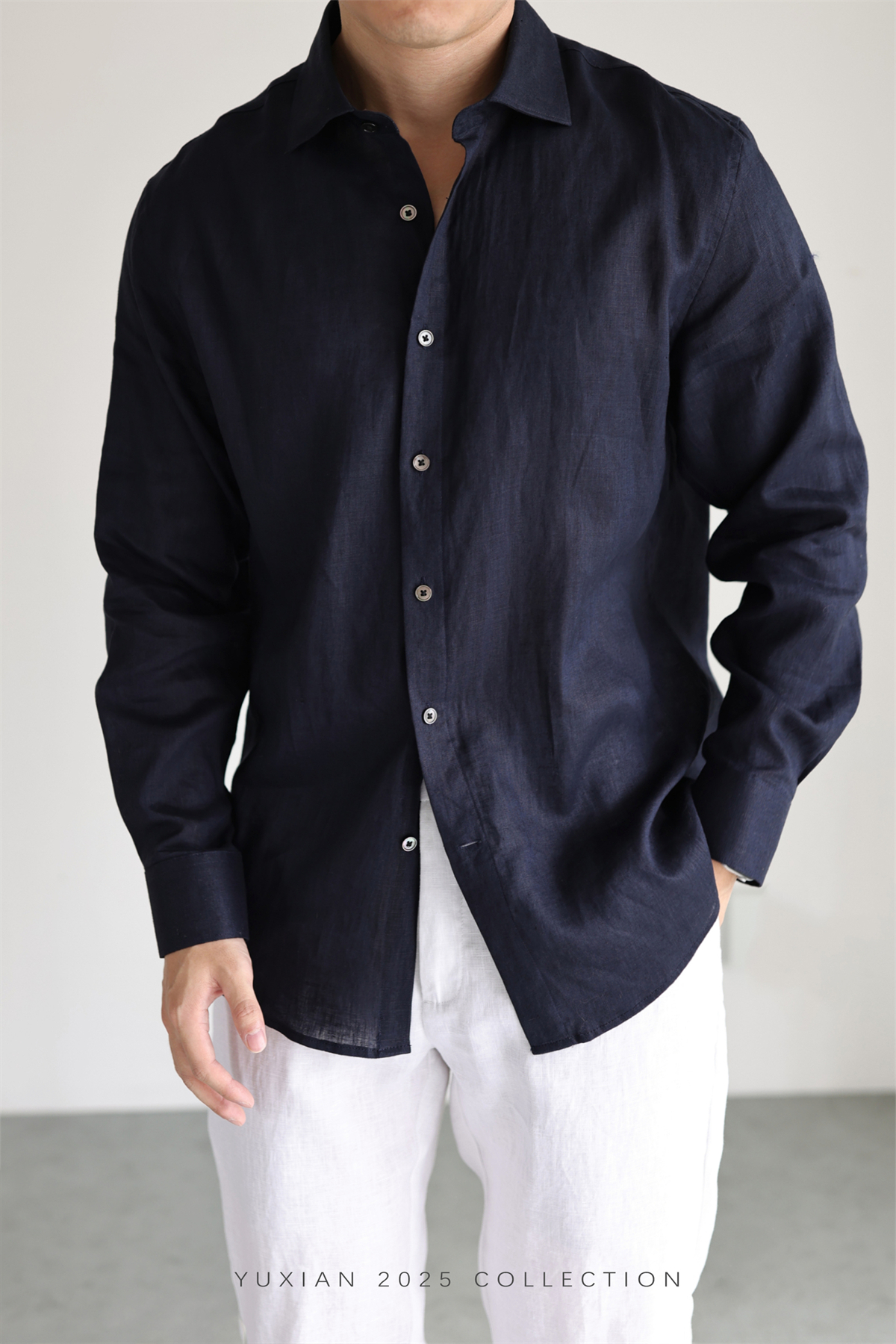 100% Linen Long-Sleeve Shirt