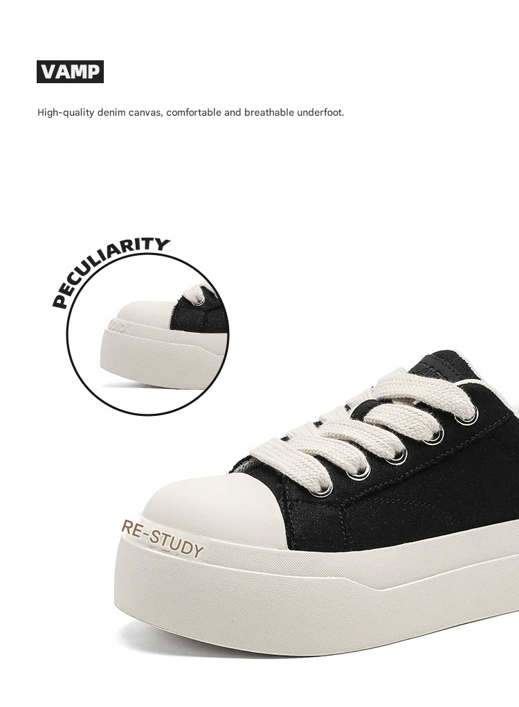 MONSEN Suitory Round-Toe Height-Boost Sneakers in Denim product image