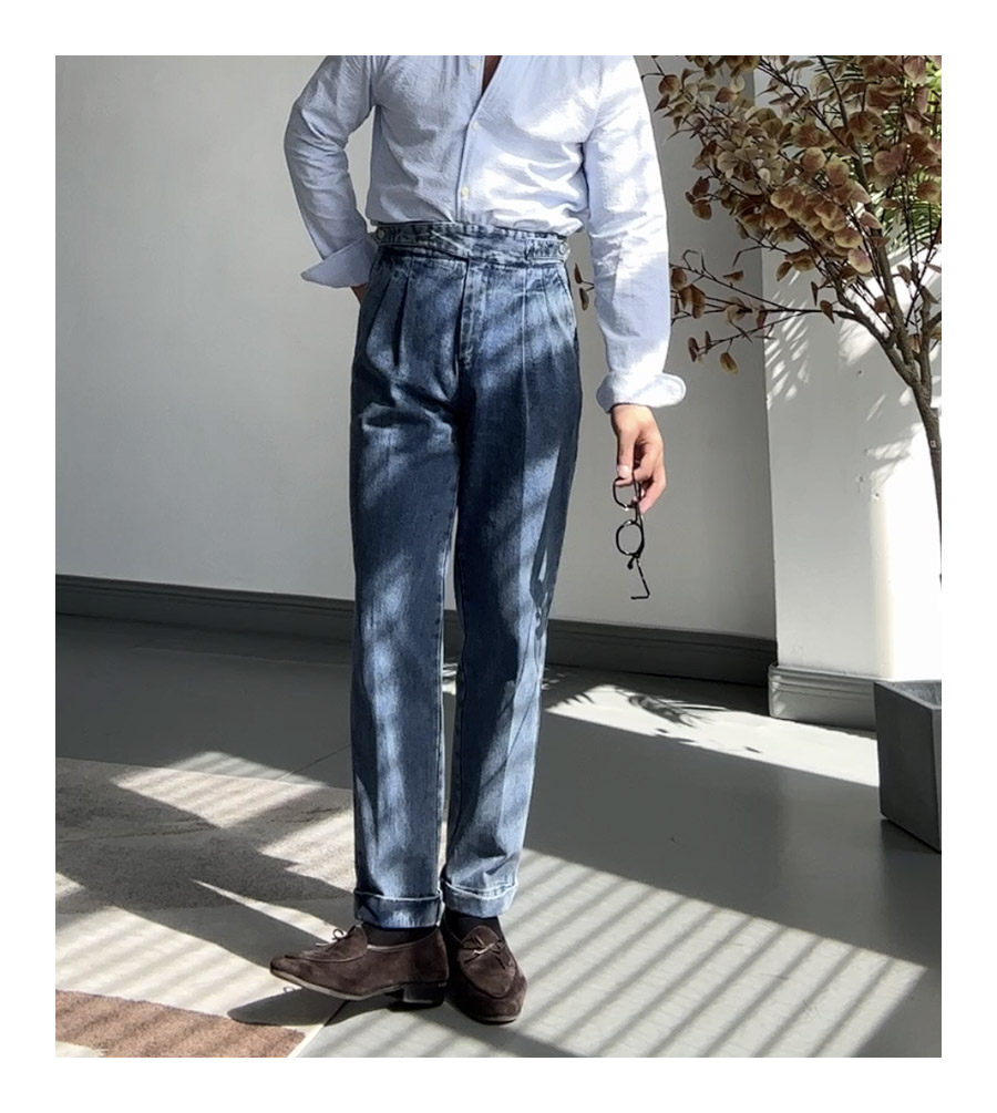 MONSEN Suitory Retro-Washed Naples Gurkha Jeans in Cotton product image