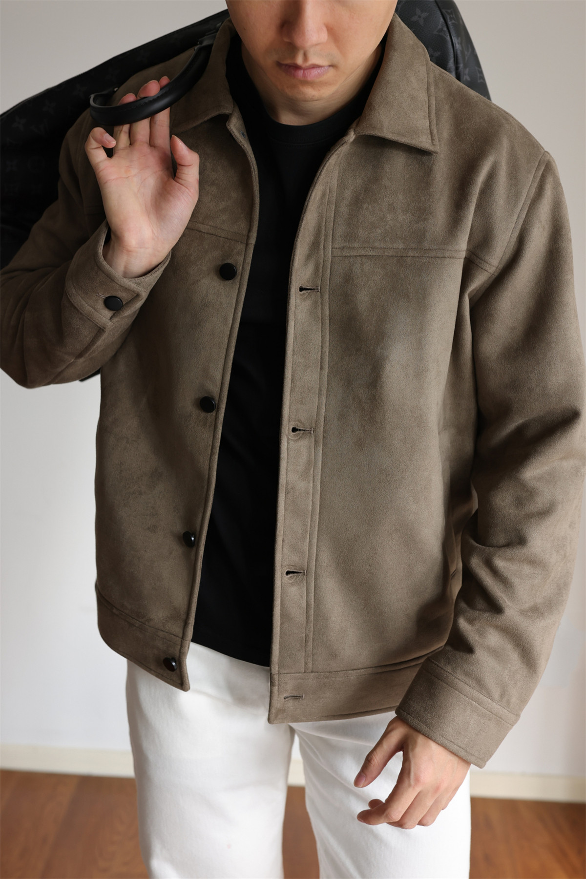 MONSEN Suitory Double-Brushed Faux Suede Lapel Jacket product image