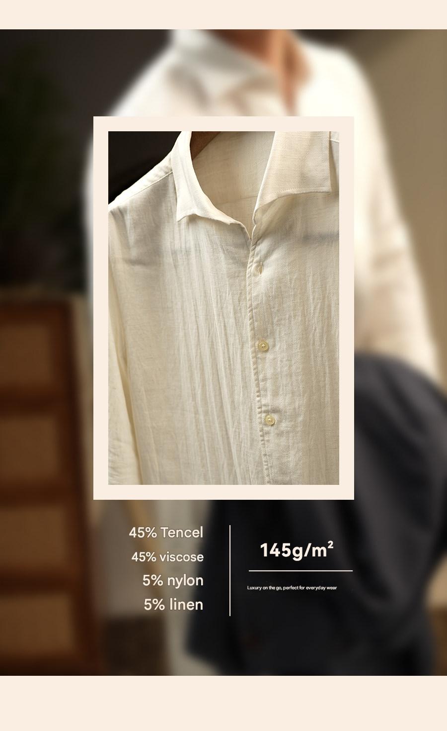 MONSEN Suitory One-Piece Collar Textured Shirt in Linen product image