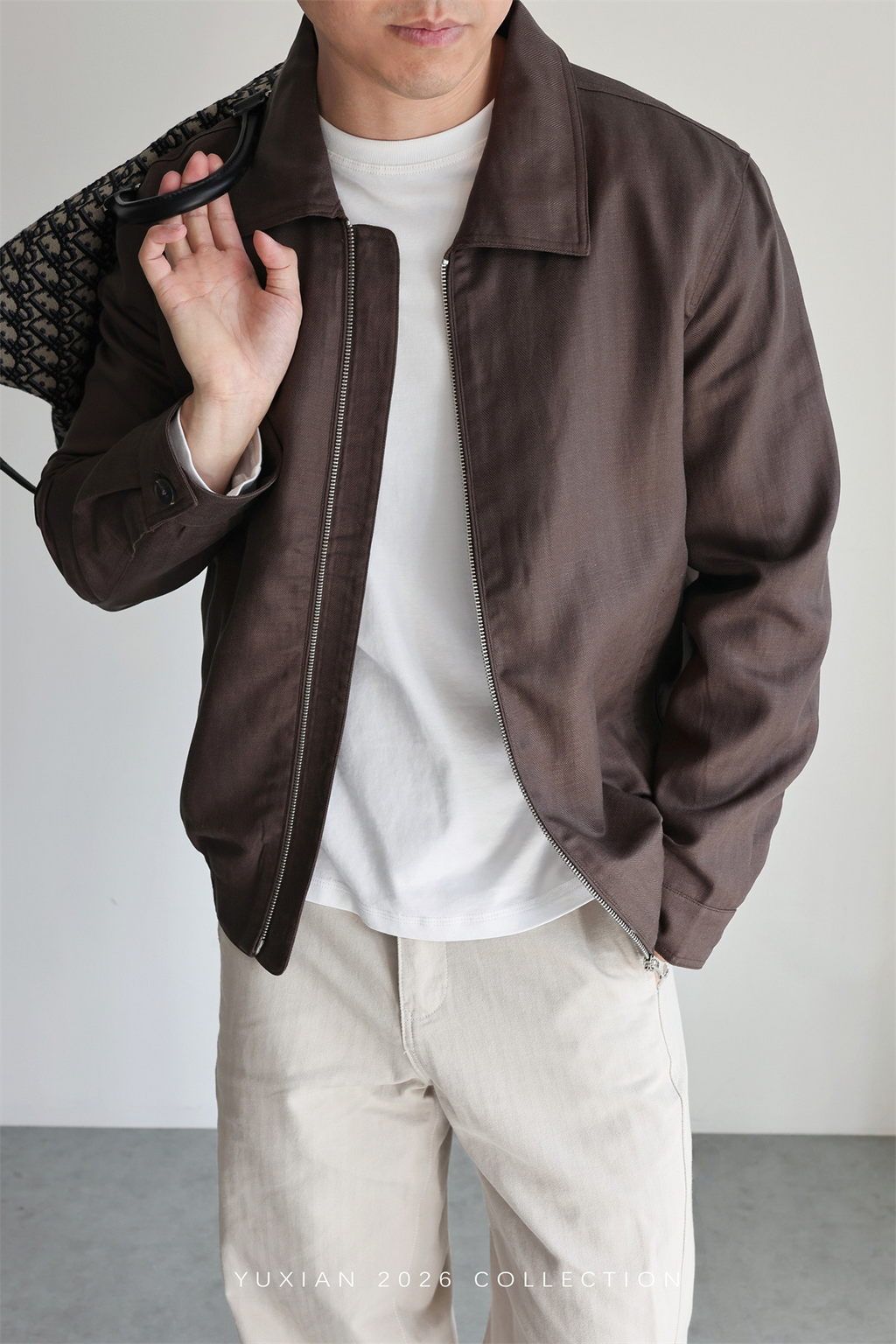 MONSEN Suitory Herringbone Tencel-Linen Lapel Jacket product image