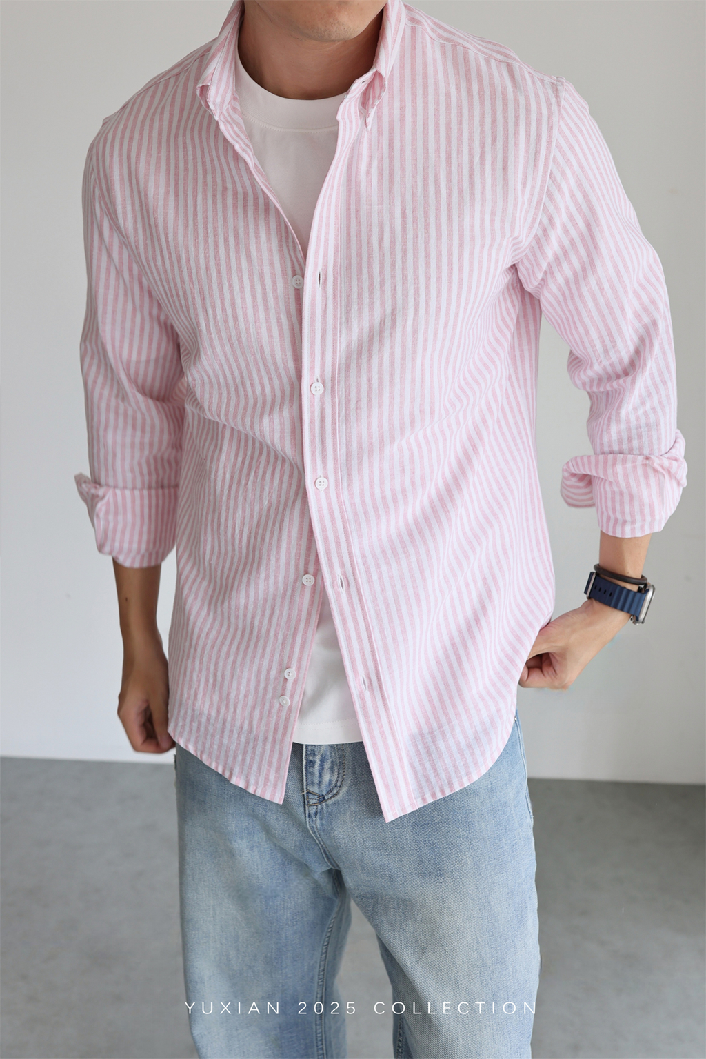 Linen-Cotton Stripe Shirt