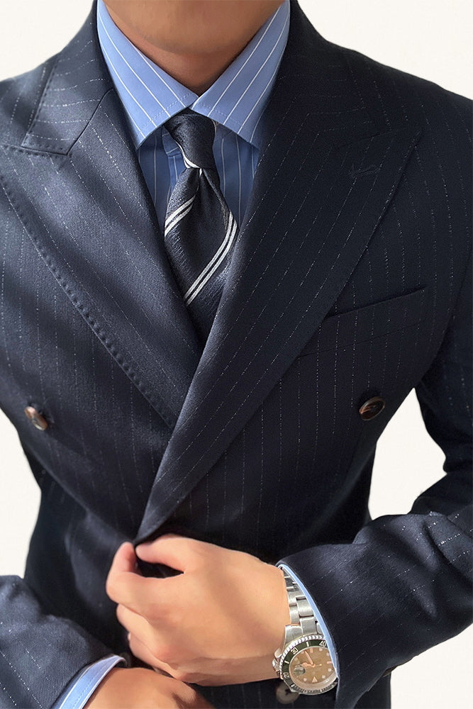 MONSEN Suitory Italian Double-Breasted Striped Suit in Performance Blend product image